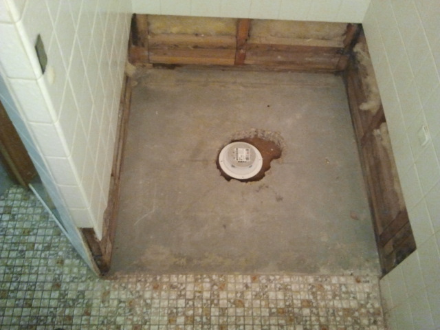 Shower Floor Repair Demo And Pre Pan, How To Replace A Tiled Shower Floor